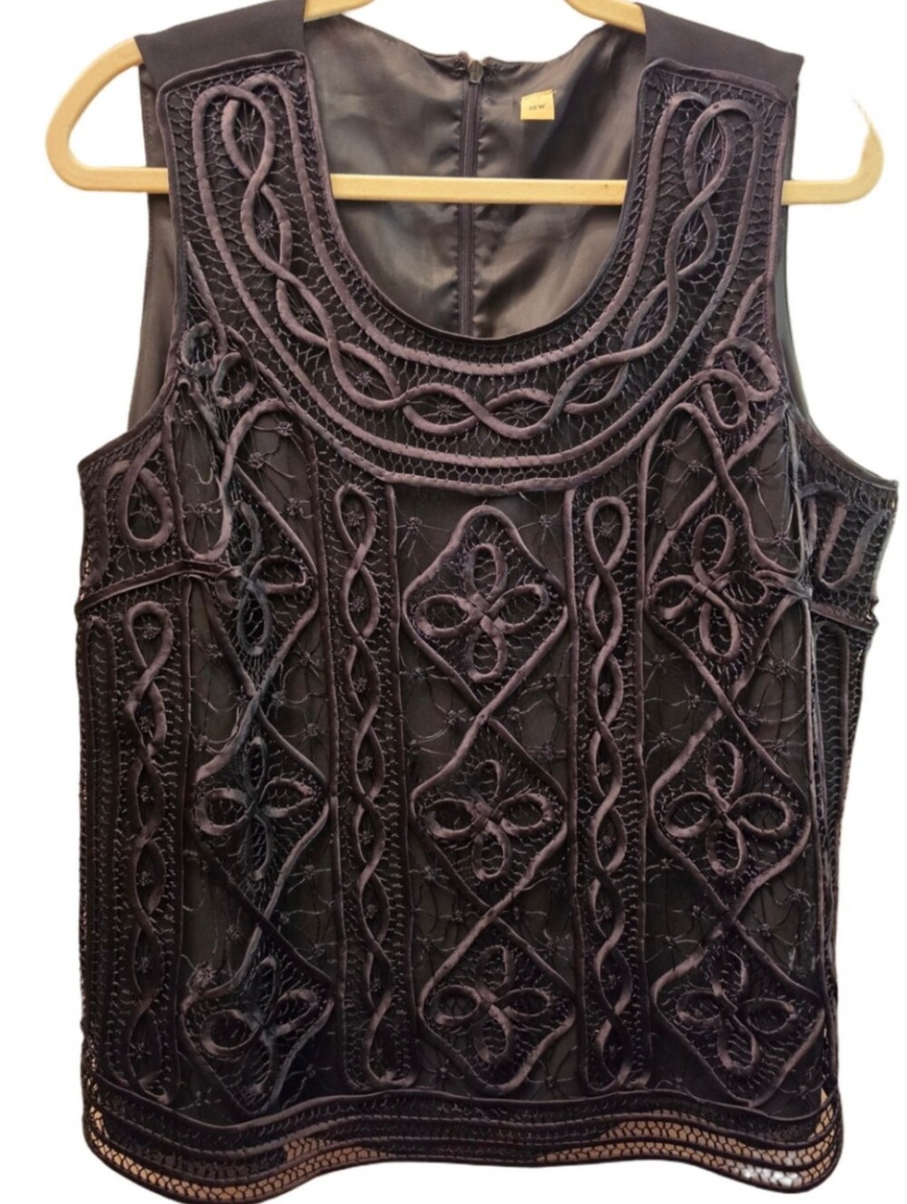 Gothic Lace Embroidered Sleeveless Blouse Black Plus Size 18W